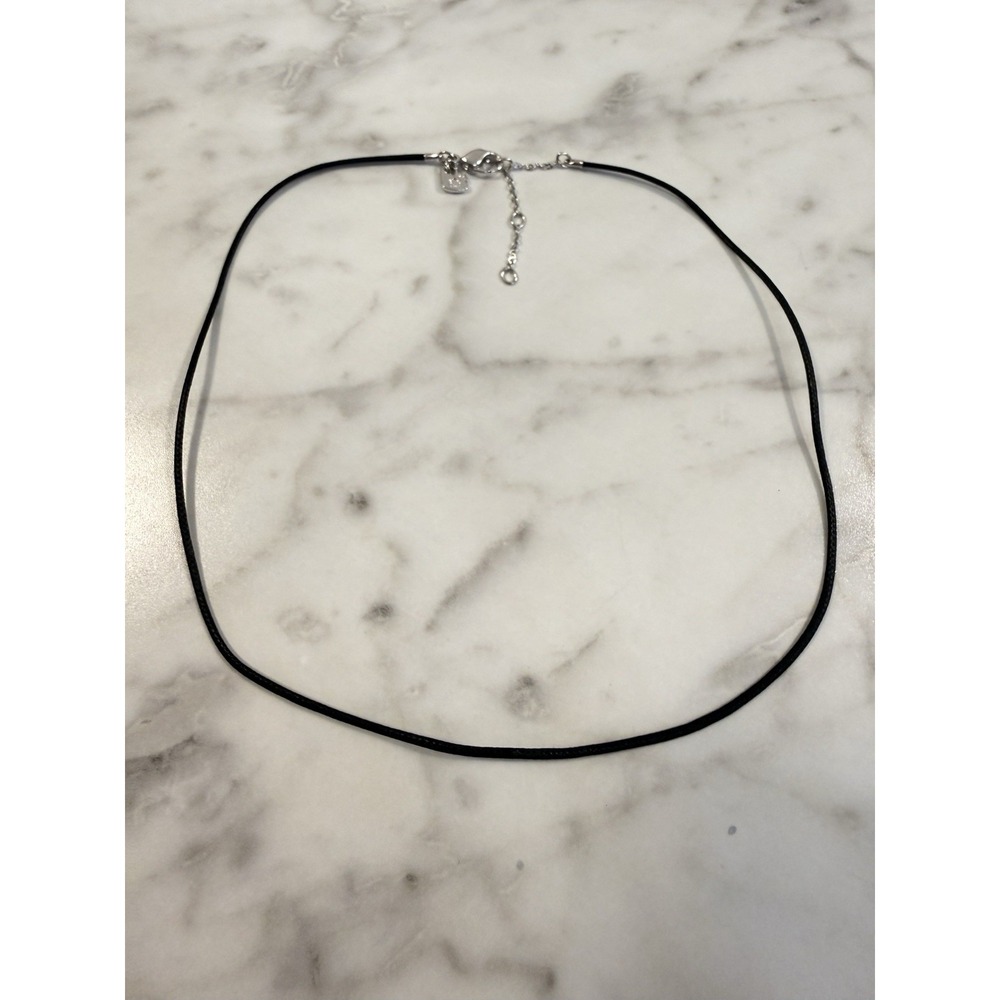 Swarovski Cotton Black Cord Swan Signed Necklace Add a Pendant 15-17" - Picture 1 of 5